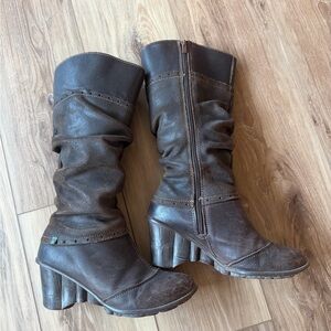 Women's Brown Mid-Calf Slouch Heel Boots